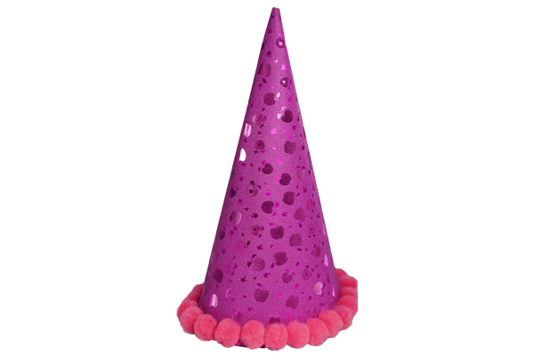 laser metallic pom pom party hat 1