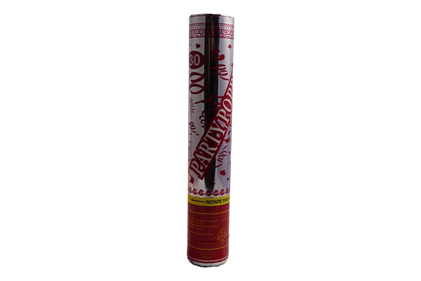 silver red confetti cannon