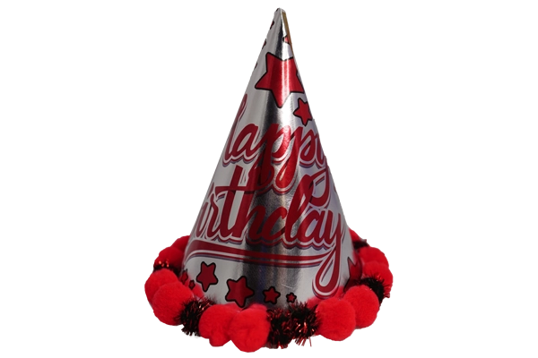 glossy pom pom party hat 1