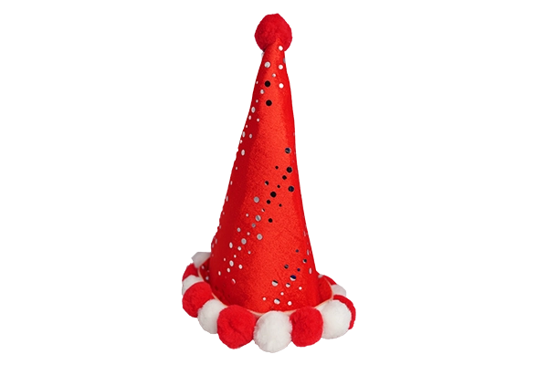 tall fabric pom pom party hat 1
